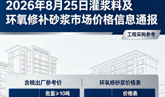 北湖2026年8月25日灌浆料及环氧修补砂浆市场价格信息通报